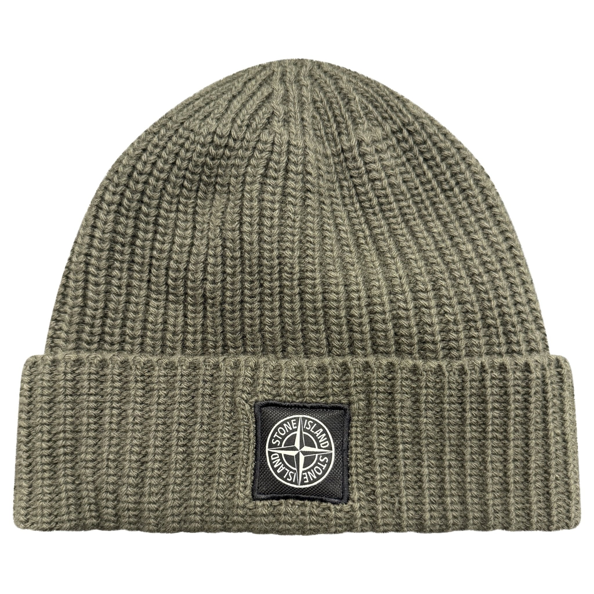 Wool Beanie Hat Olive Green